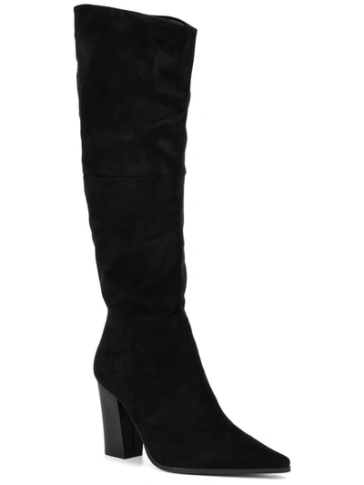 Olivia Miller Omra Womens Faux Suede Pointed Toe Knee-high Boots In Black
