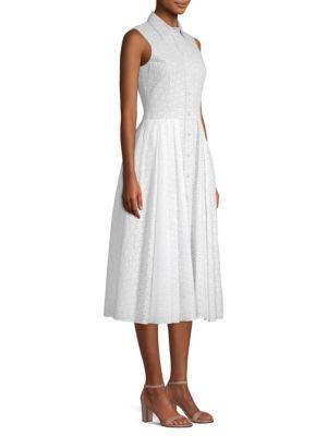 white eyelet shirt dress