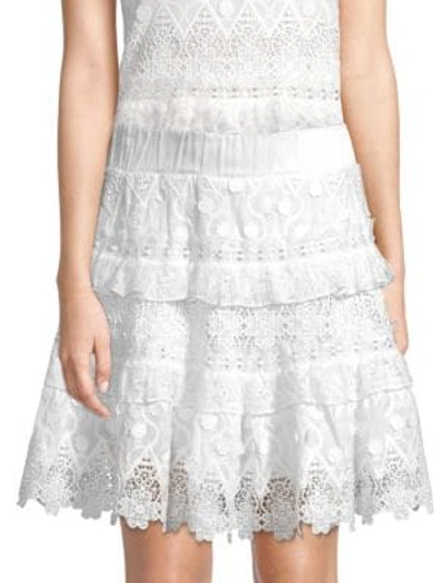 Alexis Jaqueline Lace Ruffle Skirt In White Guipure