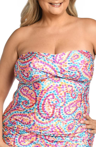 La Blanca Pebble Twist Tankini Top In Pink Multi