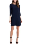 Chaus Imitation Pearl & Rhinestone Sleeve Sheath Dress In Navy