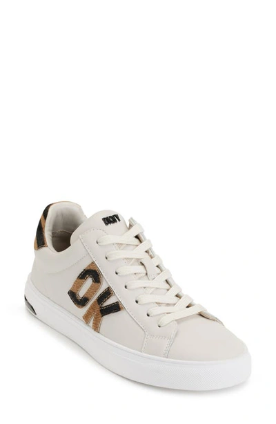 Dkny Abeni Leather & Genuine Calf Hair Sneaker In Pebble,black