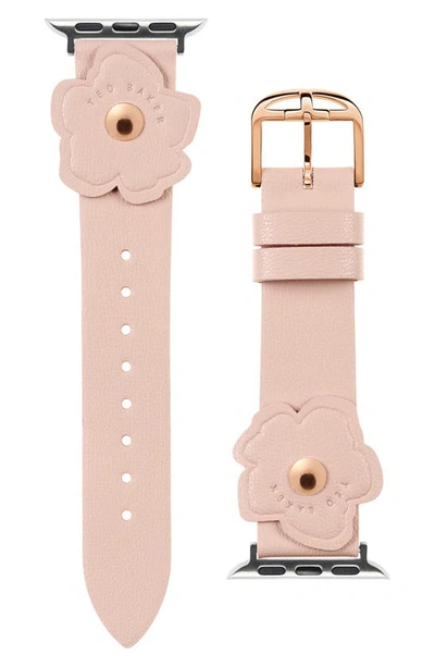 Ted Baker 20mm Faux Leather Apple Watch® Watchband In Pink