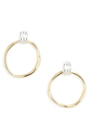 Argento Vivo Sterling Silver Frontal Hoop Earrings In Gold/ Sil