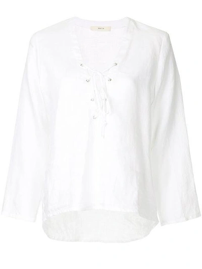 Matin Lace Up Top In White