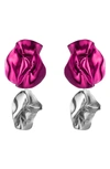 Sterling King Flashback Fold Drop Earrings In Fuchsia - Silver
