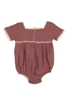 Maniere Babies' Cotton Gauze Bubble Romper In Berry