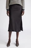 Brunello Cucinelli Satin Midi Skirt In C099-black