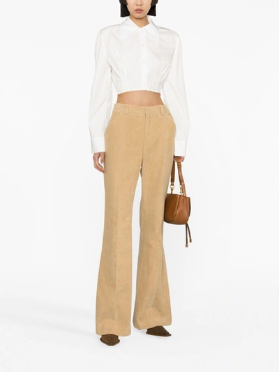 Chloé High-rise Corduroy Flared Trousers In Beige