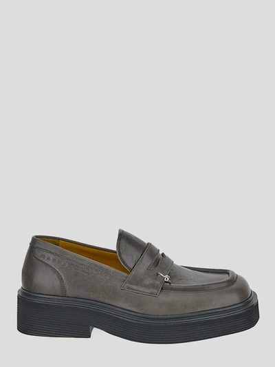Marni Leather Loafer In Grey