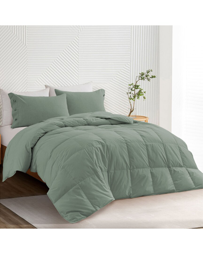 Unikome All-season Organic Cotton Down Comforter In Green