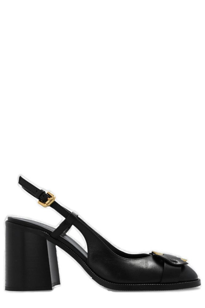See By Chloé 90mm Logo-engraved Slingback Pumps In Schwarz