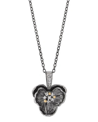 Michael Aram Black Medium Orchid Pendant Necklace W/ Diamonds