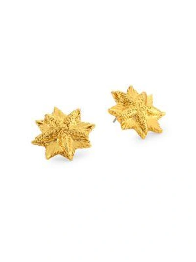 Oscar De La Renta Sea Charm Button Earrings In Gold