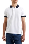French Connection Popcorn Cotton Polo In 10-white-marine Blue