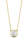 Lightbox Bezel Lab-created Diamond Solitaire Pendant Necklace In White/ 14k Yellow Gold