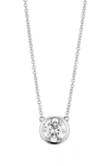 Lightbox Bezel Lab-created Diamond Solitaire Pendant Necklace In White/ 14k White Gold