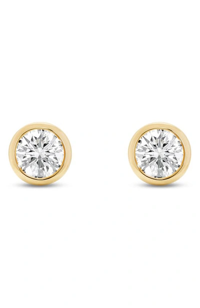 Lightbox 1 Carat Lab Created Diamond Bezel Stud Earrings In White/ 14k Yellow Gold