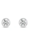 Lightbox 1 Carat Lab Created Diamond Bezel Stud Earrings In White/ 14k White Gold