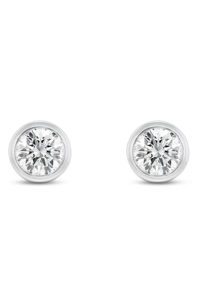 Lightbox 1 Carat Lab Created Diamond Bezel Stud Earrings In White/ 14k White Gold