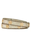 Tory Burch Miller Double Wrap Leather Bracelet In Gold/gold