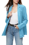 Michael Stars Lottie One-button Linen Blazer In Pool