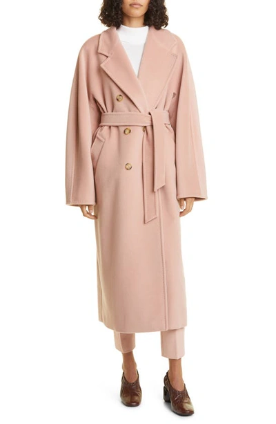 Max Mara Madame Double-breasted Belted Wool And Cashmere-blend Coat In Pink