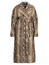 Stella Mccartney Python Print Belted Trench Coat In Brown