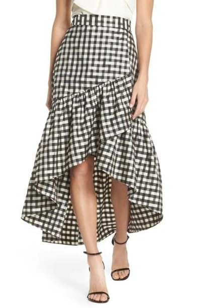 Eliza J Ruffle Asymmetrical Skirt In Gingham