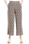 Max Studio Pull-on Crop Wide Leg Pants In Blk/ Tobcc Floral Lacings