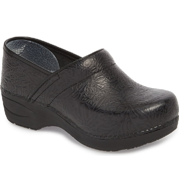dansko pro xp black floral tooled