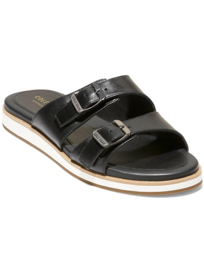 Cole Haan Megan Buckle Slide Womens Faux Leather Slip-on Slide Sandals In Black
