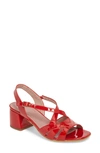 Wonders Block Heel Sandal In Red Patent Leather