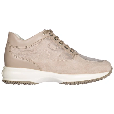 Hogan Women's Shoes Suede Trainers Sneakers  Interactive In Beige