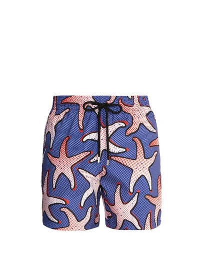 Vilebrequin Mahina Starfish Art-print Swim Shorts In Blue