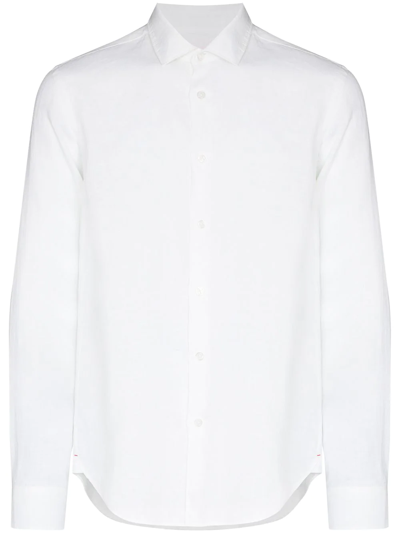 Orlebar Brown Giles Linen Long-sleeved Shirt In White