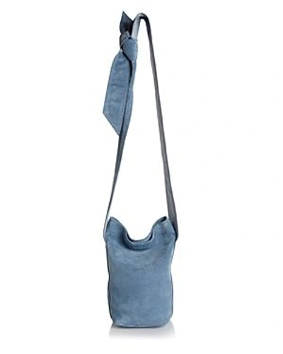 Elena Ghisellini Caddy Small Suede And Leather Bucket Bag In Sky Blue