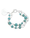 Laurèn Lauren Ralph Lauren Link And Stone Double Strand Pendant Bracelet In Turquoise/silver