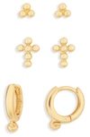 Argento Vivo Beaded Ear Party Set Of 3 Earrings In Gold