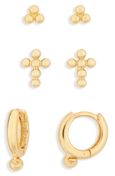 Argento Vivo Beaded Ear Party Set Of 3 Earrings In Gold