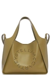 Stella Mccartney Perforated Logo Faux Leather Satchel In Military Green