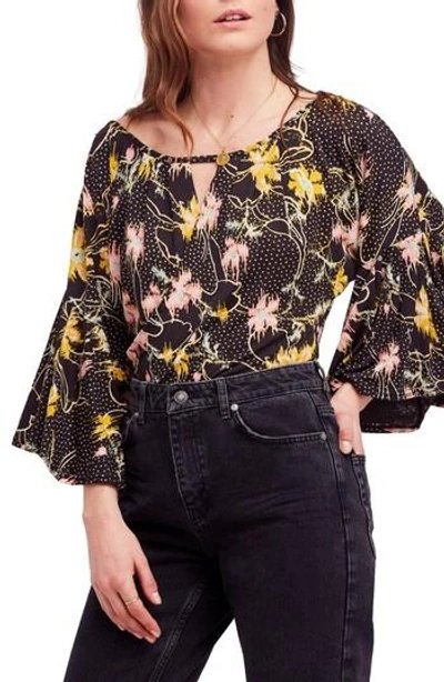 Free People Last Time Print Top In Black Combo