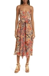 Ulla Johnson Women's Renata Paisley Ruffle Midi-dress In Coral Bloom