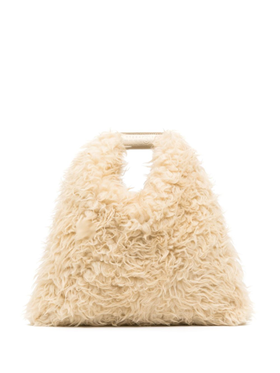 Mm6 Maison Margiela Neutral Japanese Faux Fur Tote Bag In Neutrals