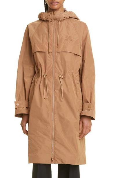 Burberry Charminster Equestrian Knight Parka In Camel