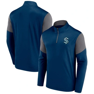 Fanatics Branded Deep Sea Blue Seattle Kraken Logo Quarter-zip Top