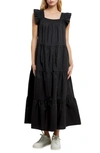 English Factory Women's Ruffle Detail Midi Dress In Black