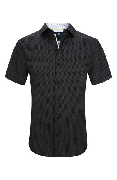 Tom Baine Slim Fit Performance Short Sleeve Button-up Shirt In Black