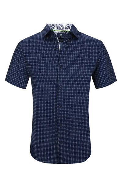 Tom Baine Slim Fit Performance Short Sleeve Button-up Shirt In Navy