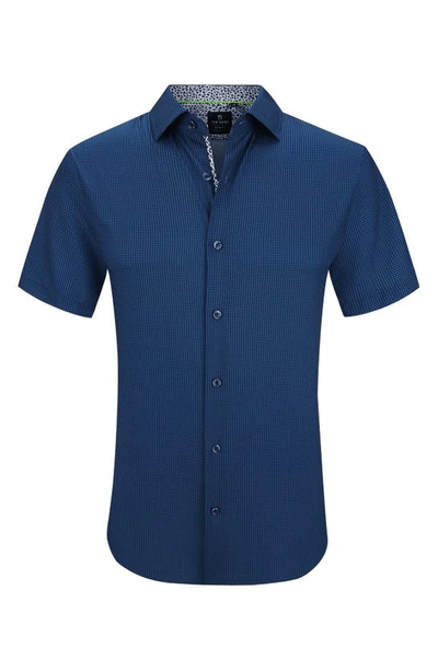 Tom Baine Slim Fit Performance Short Sleeve Button-up Shirt In Blue